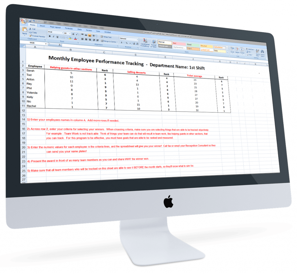 Download free criteria tracking sheets to help you start an employee of the month program